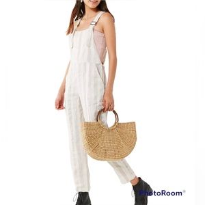 🆕 Nice Martin Linen Jumpsuit Cream White Raven Striped
